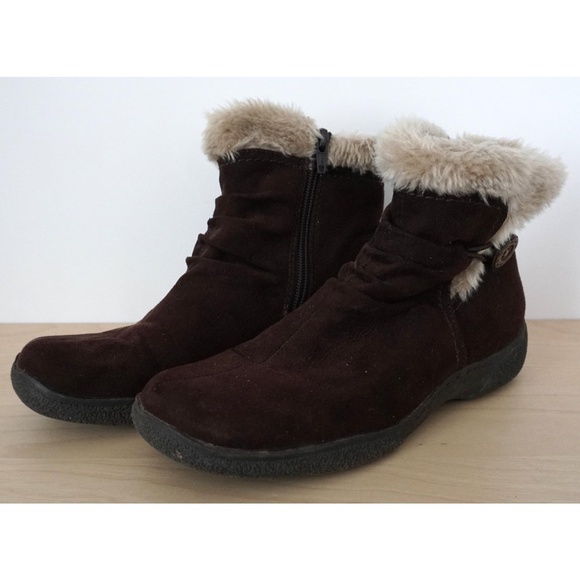 BARETRAPS Brown Suede Fur Trim Winter Boots - Picture 4 of 8
